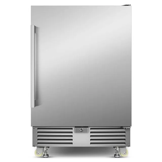 Home Depot ad creative: Hooure 24 in. 190 Cans Built-In/Freestanding Outdoor Beverage Center in Stainless Steel with Digital Temperature Control