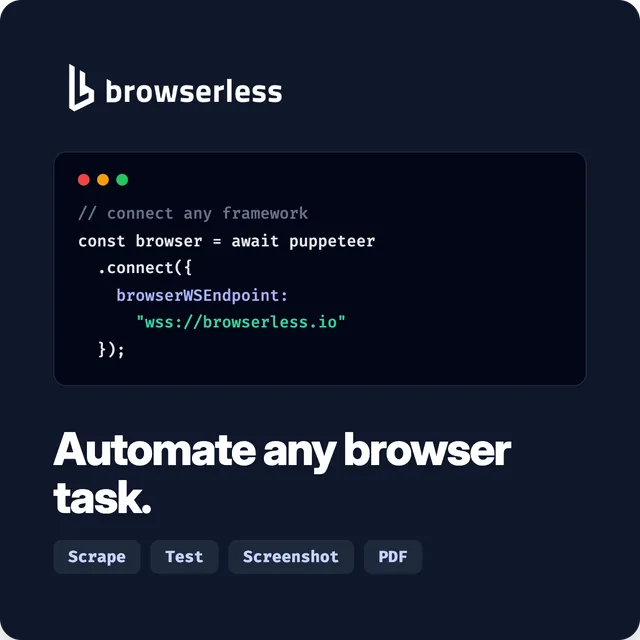 Browserless, Inc. ad creative: Browserless - AI Scraping
