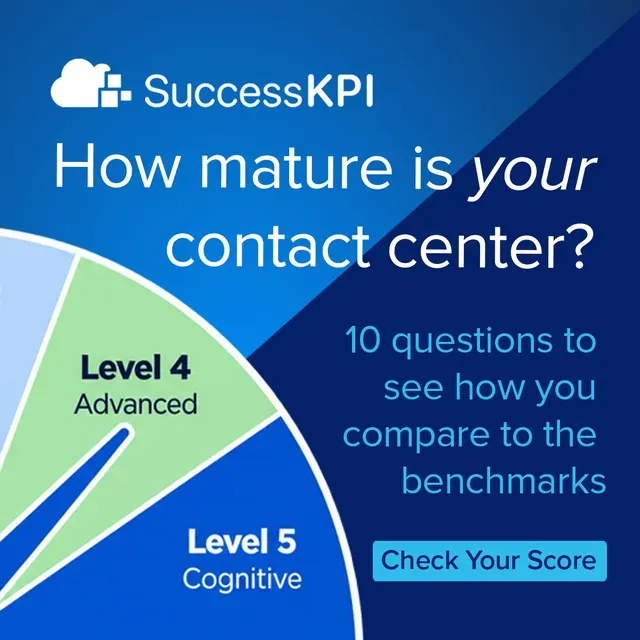 SuccessKPI ad creative: AI is rewriting the contact center maturity curve.