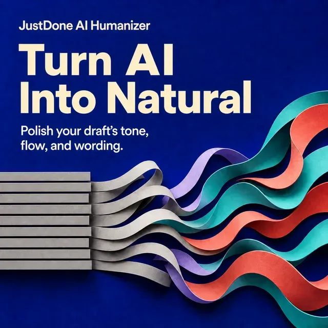 Justdone ad creative: Fix Robotic AI Writing