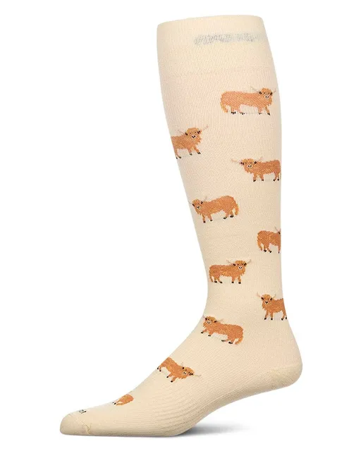 Faire Wholesale, Inc. ad creative: Highland Cow Mens Bamboo Compression Socks