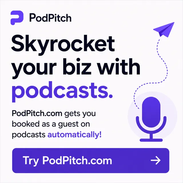PodPitch.com ad creative: Skyrocket your biz with podcasts!