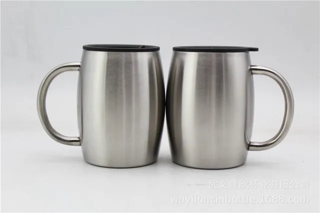 DHgate-web ad creative: 14oz Stainless Steel coffee beer Mugs with lid 14OZ Double Walled Insulated Coffee Beer Tea mug tumbler with handle