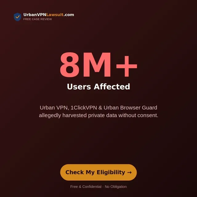 InjuryClaims.com ad creative: UrbanVPN wasn't "Free"