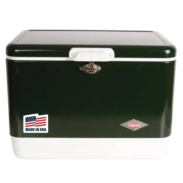 Home Depot ad creative: Coleman Vintage 54 qt. Steel Belted Hard Cooler, Green
