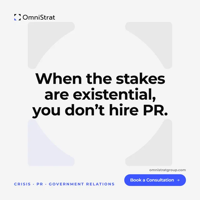 Omnistrat Group Inc. ad creative: Omnistrat | Crisis, PR & Govt Relations