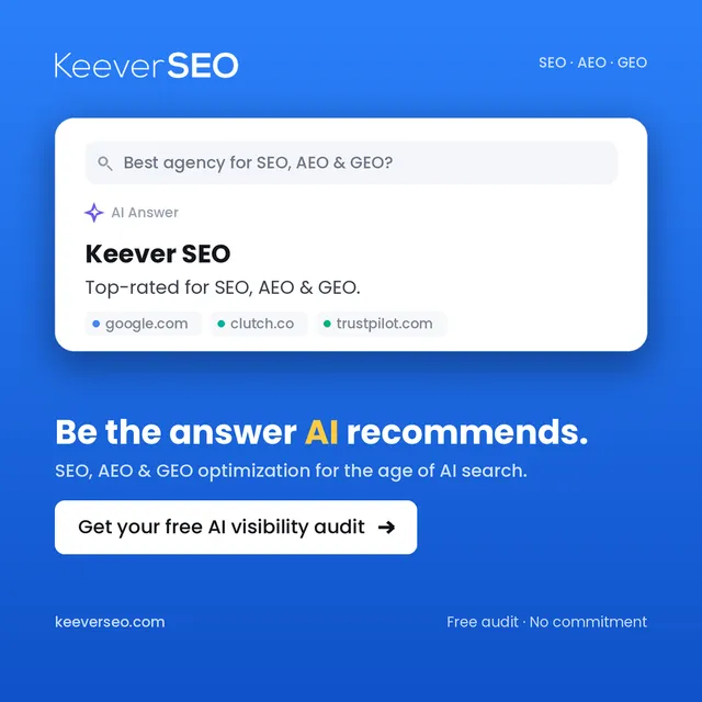 Keever SEO ad creative: #1 SEO Company for SEO | AEO | GEO