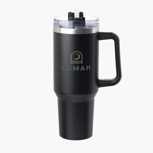 VistaPrint US ad creative: Alps Vacuum Insulated Travel Mug – 40 oz.