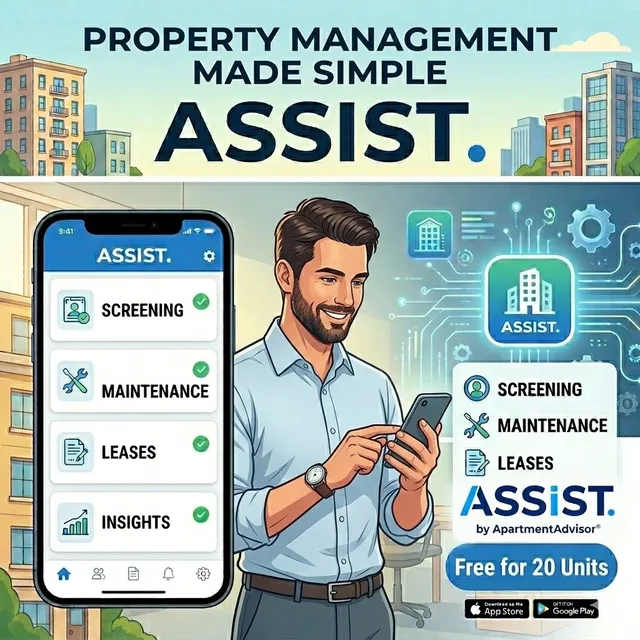 ApartmentAdvisor Inc. ad creative: ASSIST Free Rental Management App