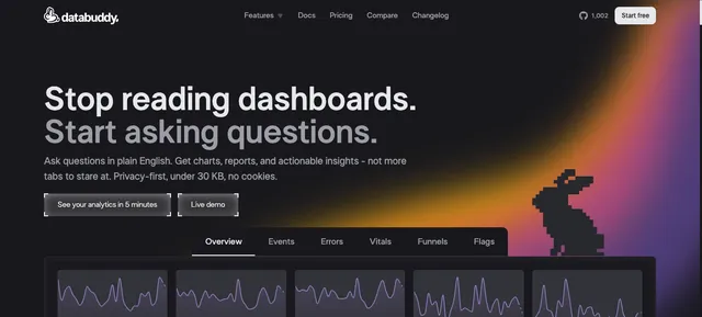 Databuddy ad creative: Analytics You Can Ask