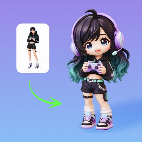 Meshy AI ad creative: Make a Chibi Figure of Anyone
