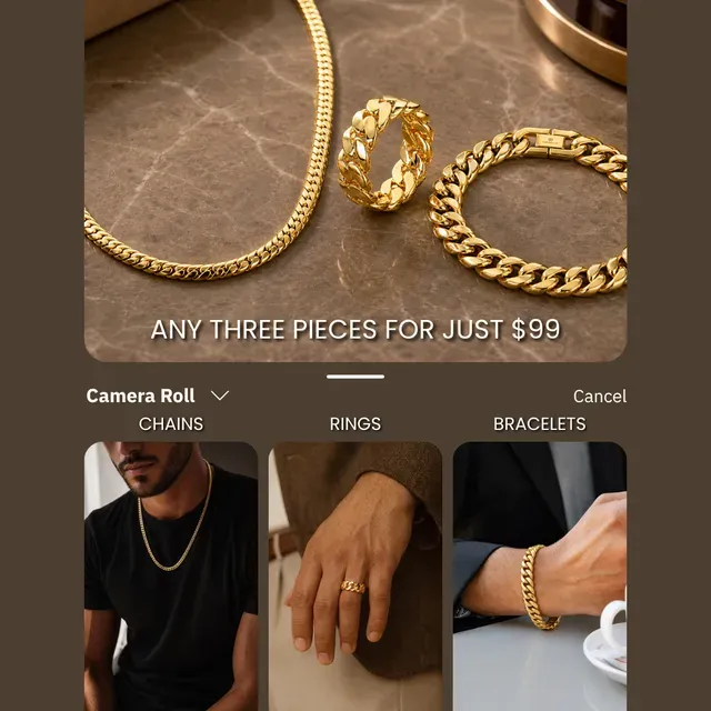 Imperium USA LLC ad creative: Any 3 Jewelry Pieces for $99