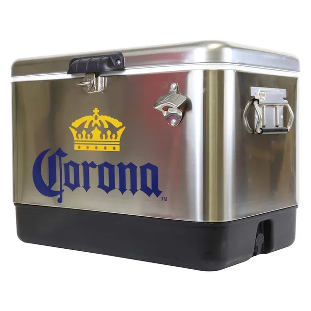 Home Depot ad creative: Koolatron Ice Chest Beverage Cooler with Bottle Opener, 51L (54 qt.), 85 Can Capacity, Silver and Black